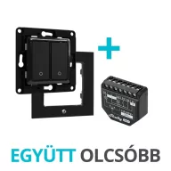   Shelly redőnyvezérlés – Wall Switch 2 gombos kapcsoló, egyes keret és Shelly 2PM Gen3 relé modul, fekete