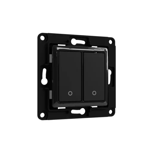 Shelly redőnyvezérlés – Wall Switch 2 gombos kapcsoló, egyes keret és Shelly 2PM Gen3 relé modul, fekete