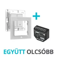   Shelly redőnyvezérlés – Wall Switch 2 gombos kapcsoló, egyes keret és Shelly 2PM Gen3 relé modul, fehér