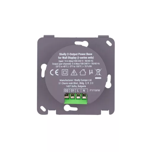 Shelly 2-Output Power Base for Wall Display – X1i, X2i hálózati tápegység, 2 relé kimenettel 
