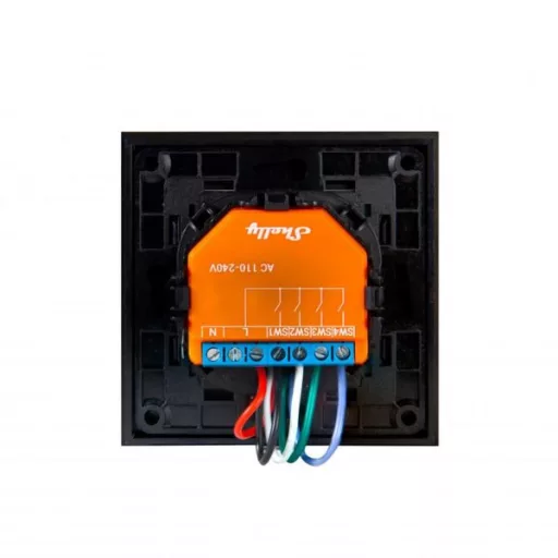 Shelly Wall Switch – villanykapcsoló, 1 gombos, relé tartóval, fekete