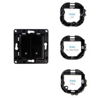   Shelly Wall Switch – villanykapcsoló, 2 gombos, relé tartóval, fekete