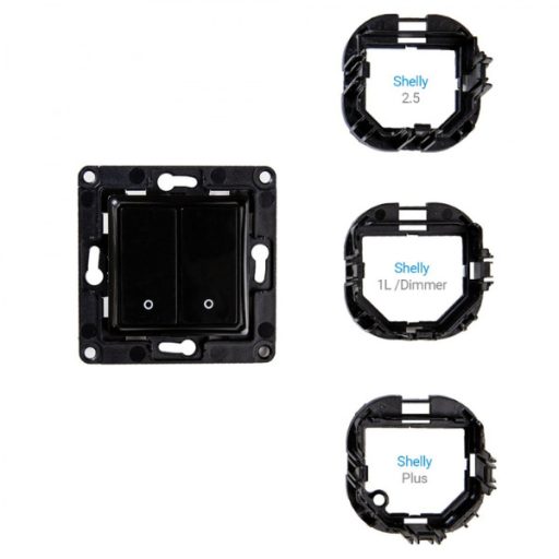 Shelly Wall Switch – villanykapcsoló, 2 gombos, relé tartóval, fekete