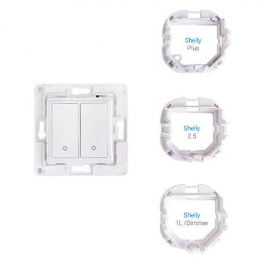 Shelly Wall Switch – villanykapcsoló, 2 gombos, relé tartóval, fehér