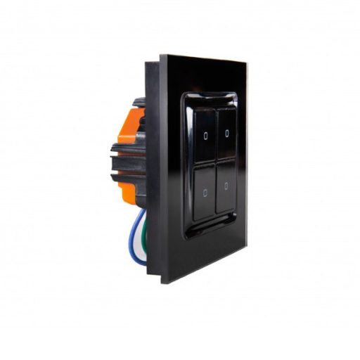 Shelly Wall Switch – villanykapcsoló, 4 gombos, relé tartóval, fekete