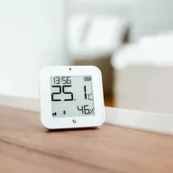   Shelly BLU H&T Display ZB – hőmérséklet érzékelő, pára és fény szenzor, e-papír kijelzővel, Zigbee, Bluetooth, fehér