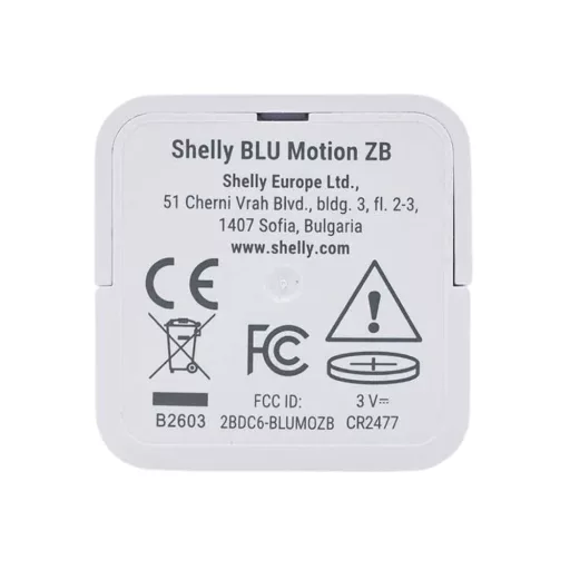 Shelly BLU Motion ZB – vezeték nélküli mozgásérzékelő fényszenzorral, Bluetooth, Zigbee, fehér (SBMO-103Z)