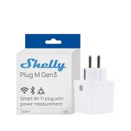   Shelly Plug M Gen3 – okoskonnektor, fogyasztásmérő, Wi-Fi, Bluetooth, Matter, fehér