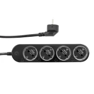   Shelly Power Strip 4 Gen4 – okos hosszabító, négy aljzattal, fogyasztásmérős, Wi-Fi, Zigbee, Matter, fekete