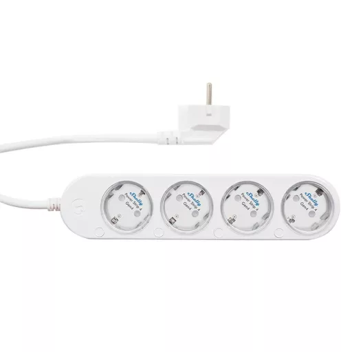 Shelly Power Strip 4 Gen4 – okos hosszabító, négy aljzattal, fogyasztásmérő, Wi-Fi, Zigbee, Matter, fehér 