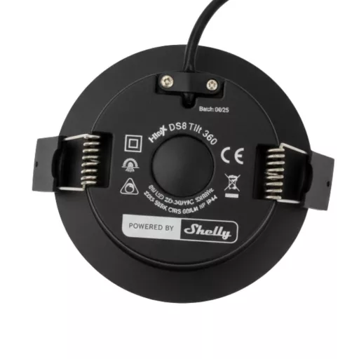 Shelly LightSolutions Hilux DS8 Black – okos spot lámpa, dimmelhető, színhőmérséklet 2200K – 6000K, Wi-Fi, Bluetooth, fekete