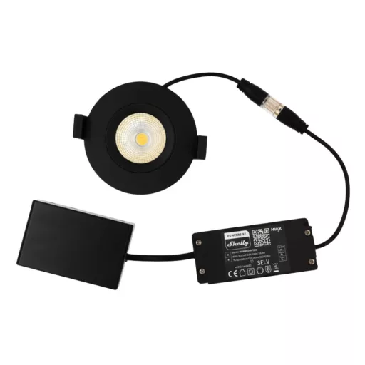 Shelly LightSolutions Hilux DS8 Black – okos spot lámpa, dimmelhető, színhőmérséklet 2200K – 6000K, Wi-Fi, Bluetooth, fekete