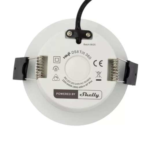 Shelly LightSolutions Hilux DS8 White – okos spot lámpa, dimmelhető, színhőmérséklet 2200K – 6000K, Wi-Fi, Bluetooth, fehér