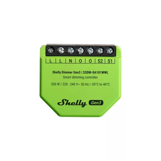 Shelly Dimmer Gen3 – fényerőszabályozó modul, Wi-Fi, Bluetooth