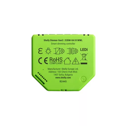 Shelly Dimmer Gen3 – fényerőszabályozó modul, Wi-Fi, Bluetooth