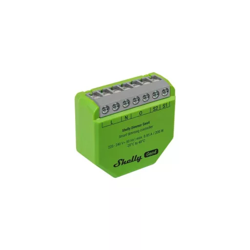 Shelly Dimmer Gen4 – fényerőszabályozó modul, Wi-Fi, Bluetooth, Zigbee, Matter (S4DM-0A101WWL)