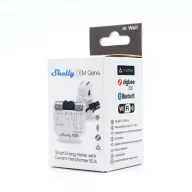   Shelly EM Gen4 – egyfázisú két áramkörös fogyasztásmérő, 1 db 50A áramváltóval, 2A kontaktorral, Wi-Fi, Bluetooth, Zigbee, Matter (S4EM-002CXCEU)