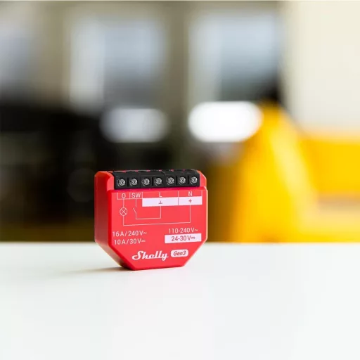Shelly 1PM Gen3 – relé modul, 1 áramkörös, fogyasztásmérő, 16A, Wi-Fi, Bluetooth, Matter