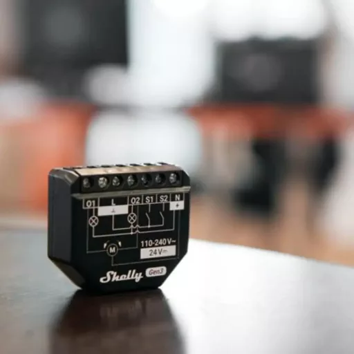 Shelly 2PM Gen3 – relé modul, 2 áramkörös, redőnyvezérlés, fogyasztásmérő, Wi-Fi, Bluetooth, Matter (4 db-os csomag)