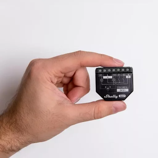 Shelly 2PM Gen3 – relé modul, 2 áramkörös, redőnyvezérlés, fogyasztásmérő, Wi-Fi, Bluetooth, Matter (4 db-os csomag)