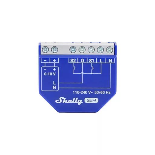 Shelly Dimmer 0/1-10V PM Gen4 – fényerőszabályozó relémodul, fogyasztásméréssel, Wi-Fi, Zigbee (S4DM-0010WW)
