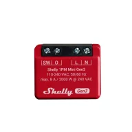   Shelly 1PM Mini Gen3 – relé modul, 1 áramkörös, fogyasztásmérő, 8A, Wi-Fi, Bluetooth, Matter