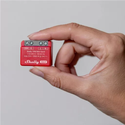 Shelly 1PM Mini Gen4 – relé modul, 1 áramkörös, fogyasztásmérő, 8A, Wi-Fi, Bluetooth, Zigbee, Matter