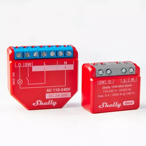 Shelly 1PM Mini Gen4 – relé modul, 1 áramkörös, fogyasztásmérő, 8A, Wi-Fi, Bluetooth, Zigbee, Matter