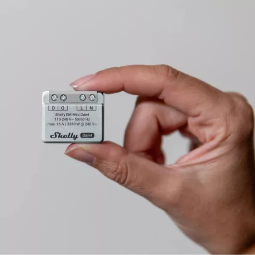 Shelly EM Mini Gen4 – fogyasztásmérő, 1 áramkörös, 16A, Wi-Fi, Bluetooth, Matter, Zigbee