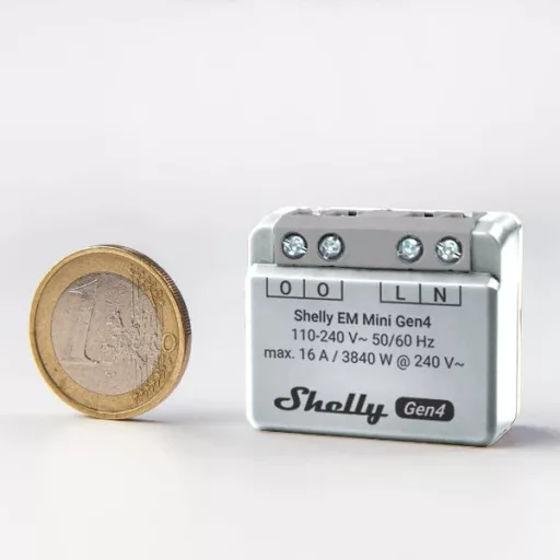 Shelly EM Mini Gen4 – fogyasztásmérő, 1 áramkörös, 16A, Wi-Fi, Bluetooth, Matter, Zigbee