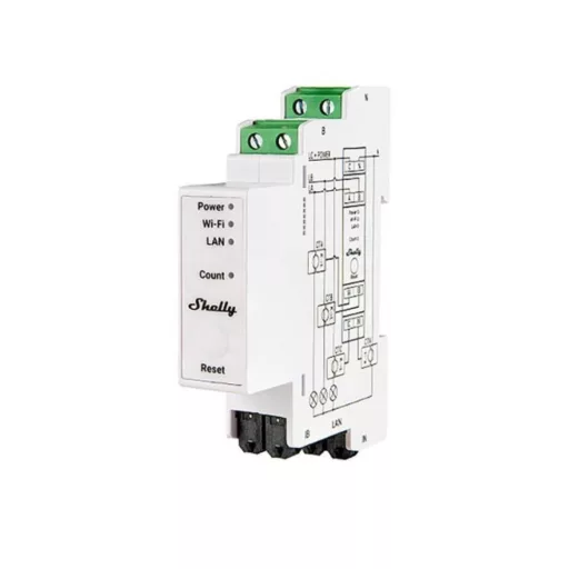 Shelly Pro 3EM 120A V2 – fogyasztásmérő, három fázisú, 3 x 120A áramváltóval, Wi-Fi, Ethernet, Matter (SPEM-003CEBEU)