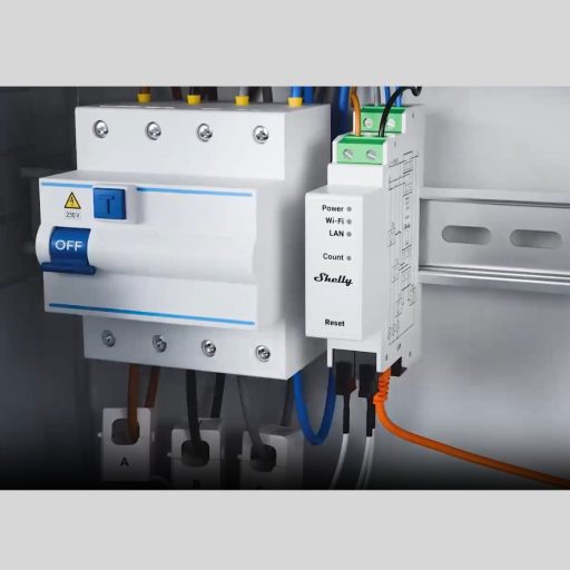 Shelly Pro 3EM 120A V2 – fogyasztásmérő, három fázisú, 3 x 120A áramváltóval, Wi-Fi, Ethernet, Matter (SPEM-003CEBEU)