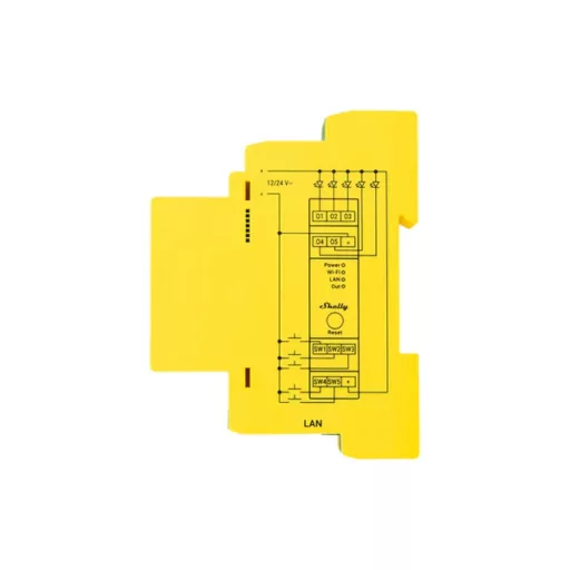 Shelly PRO RGBWW PM – RGBWW LED vezérlő, DIN-sínes, fogyasztásmérő, Wi-Fi, Ethernet