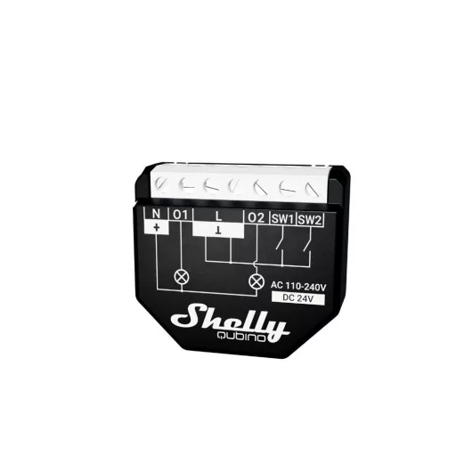 Shelly Qubino Wave 2PM – relé modul, 2 áramkörös, fogyasztásmérő, Z-Wave