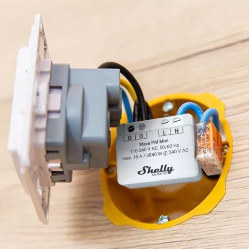 Shelly Qubino Wave PM MINI – relé modul, 1 áramkörös, fogyasztásmérő, Z-Wave