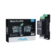   Shelly Qubino Wave PRO 2PM – relé modul, 2 áramkörös, fogyasztásmérő, DIN-sínes, Z-Wave