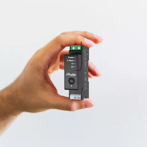 Shelly Qubino Wave PRO 2PM – relé modul, 2 áramkörös, fogyasztásmérő, DIN-sínes, Z-Wave