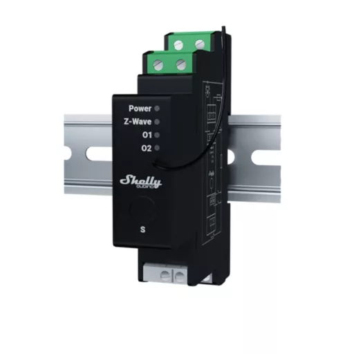 Shelly Wave Pro Shutter – relé modul, redőny és árnyékoló vezérlő, DIN-sínes, Z-Wave
