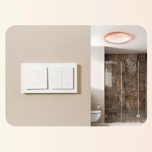 Aqara H2 Light Switch – villanykapcsoló, 2 áramkörös, 4 gombos, Zigbee, Thread, fehér és szürke (WS-K08D)