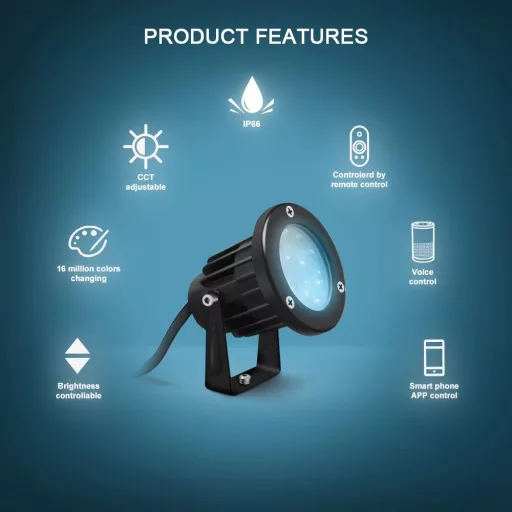 Gledopto GL-G-002P Garden Light Pro – kerti RGB+CCT spot lámpa, 230V, Zigbee, RF 2.4 GHz