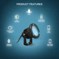   Gledopto GL-G-003P Garden Light Pro – kerti RGB+CCT spot lámpa, 24V, Zigbee, RF 2.4 GHz