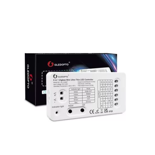 Gledopto GL-C-002P Pro LED Controller – 5-in-1-ben ultra mini LED vezérlő, 6A, Zigbee, RF 2.4 GHz