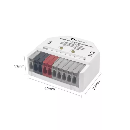 Gledopto GL-C-301P Pro+ LED Controller – 5-in-1-ben ultra mini LED vezérlő, kapcsolóbemenettel, Zigbee, RF 2.4 GHz