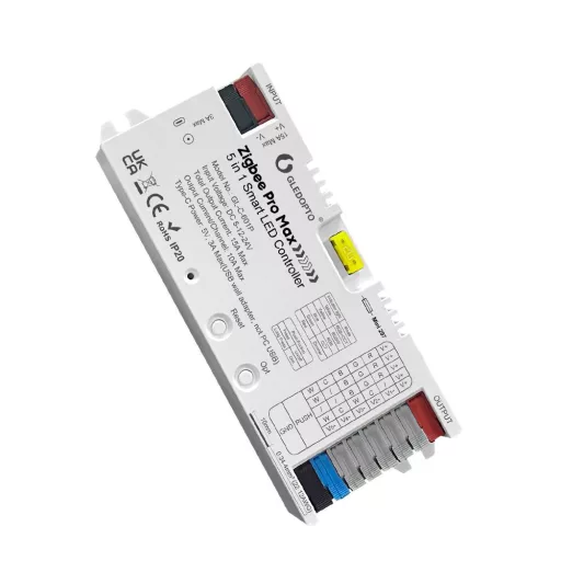Gledopto Zigbee Pro Max – 5-az-1-ben LED vezérlő, 15A, Zigbee, RF 2.4 GHz (GL-C-601P)