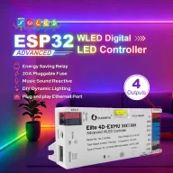   Gledopto Elite 4D-EXMU Advanced WLED Controller – négy csatornás RGBIC LED vezérlő, mikrofonnal, USB-C, ESP32, Wi-Fi, Ethernet (GL-C-618WL)