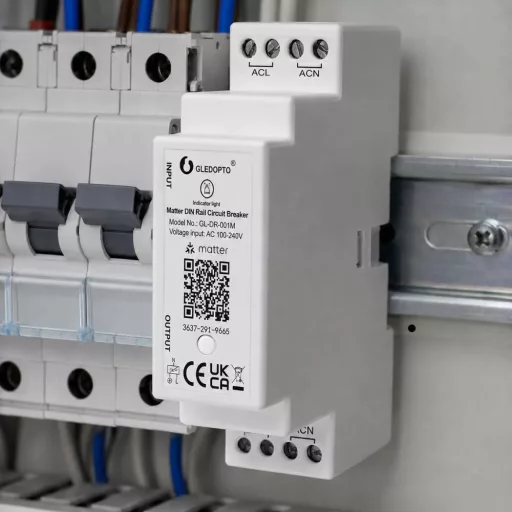 Matter DIN Rail Circuit Breaker – egyáramkörös okos, DIN-sínes relémodul, 16A, Wi-Fi, Matter (GL-DR-001M)