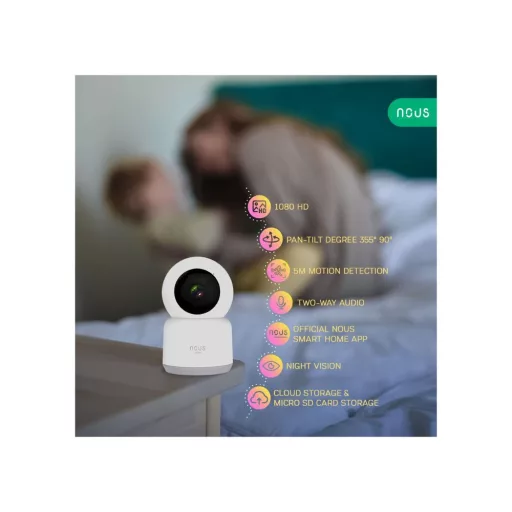 Nous W2 – PTZ forgatható IP okoskamera, 2MP, Tuya Wi-FI