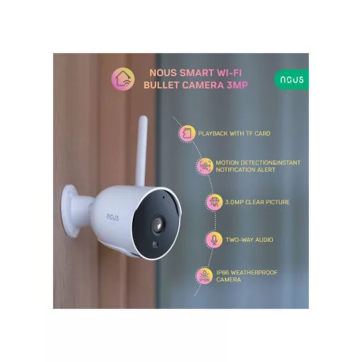 Nous W7P – IP okos csőkamera, 3MP, Tuya Wi-FI