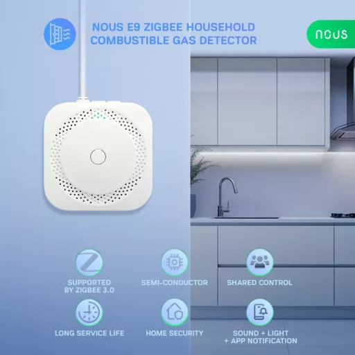 Nous E9 – okos gáz-szivárgás érzékelő, Tuya Zigbee