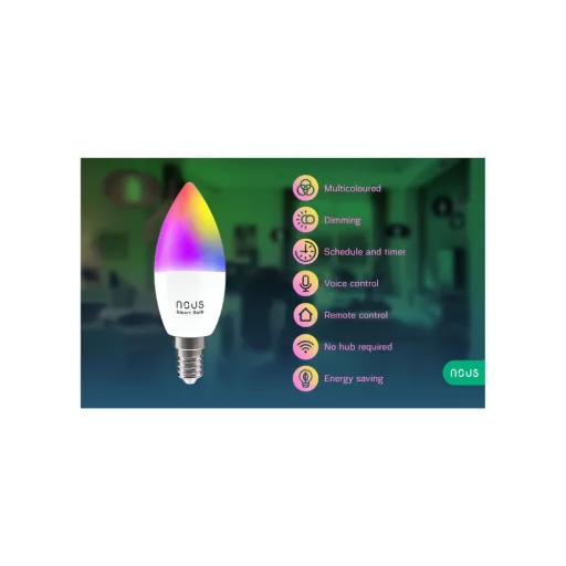 Nous P4 – RGB LED okos izzó, E14 foglalat, Tuya Wi-FI, Matter